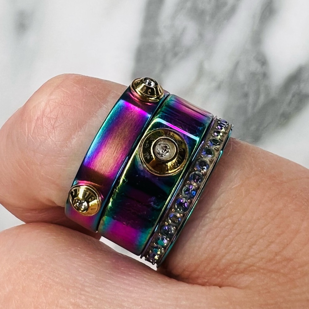 *Rare* Henri Bendel Titanium Stackable Ring Set - image 4